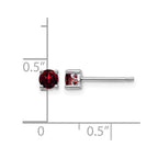 Sterling Silver Rhodium-plated 4mm Round Garnet Post Earrings