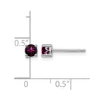 Sterling Silver Rhodium-plated 4mm Round Rhodolite Garnet Post Earrings