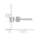 Sterling Silver Rhodium-plated 4mm Round Aquamarine Post Earrings