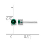 Sterling Silver Rhodium-plated 4mm Round Created Emerald Post Earrings