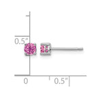 Sterling Silver Rhodium-plated 4mm Round Created Pink Sapphire Post Earring