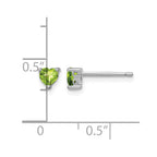Sterling Silver Rhodium-plated 4mm Heart Peridot Post Earrings