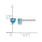 Sterling Silver Rhod-pltd 4mm Heart Swiss Blue Topaz Post Earrings
