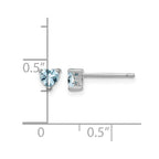 Sterling Silver Rhodium-plated 4mm Heart Aquamarine Post Earrings