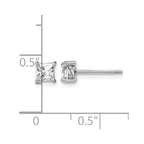 Sterling Silver Rhodium-plated 4mm Princess White Topaz Post Earrings