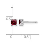 Sterling Silver Rhod-pltd 4mm Princess Created Ruby Post Earrings
