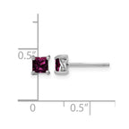 Sterling Silver Rhod-pltd 4mm Princess Rhodolite Garnet Post Earrings