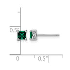 Sterling Silver Rhod-pltd 4mm Princess Created Emerald Post Earrings