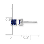Sterling Silver Rhod-pltd 4mm Princess Created Sapphire Post Earrings