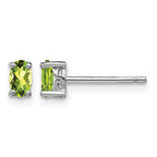 Sterling Silver Rhodium-plated 5x3mm Oval Peridot Post Earrings