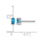 Sterling Silver Rhodium-plated 5x3mm Oval Swiss Blue Topaz Post Earrings