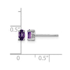 Sterling Silver Rhodium-plated 5x3mm Oval Amethyst Post Earrings