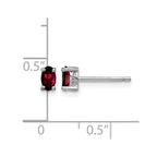 Sterling Silver Rhodium-plated 5x3mm Oval Garnet Post Earrings