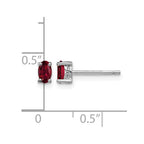 Sterling Silver Rhodium-plated 5x3mm Oval Created Ruby Post Earrings