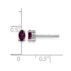 Sterling Silver Rhodium-plated 5x3mm Oval Rhodolite Garnet Post Earrings