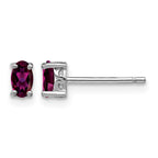 Sterling Silver Rhodium-plated 5x3mm Oval Rhodolite Garnet Post Earrings