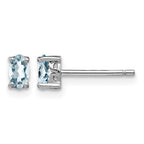 Sterling Silver Rhodium-plated 5x3mm Oval Aquamarine Post Earrings