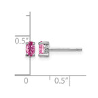 Sterling Silver Rhodium-plated 5x3mm Oval Cr. Pink Sapphire Post Earrings