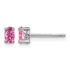 Sterling Silver Rhodium-plated 5x3mm Oval Cr. Pink Sapphire Post Earrings