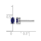 Sterling Silver Rhodium-plated 5x3mm Oval Created Sapphire Post Earrings