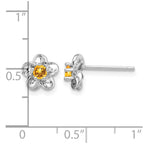 Sterling Silver Rhodium-plated Floral Citrine Post Earrings
