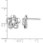 Sterling Silver Rhodium-plated Floral White Topaz Post Earrings
