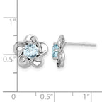 Sterling Silver Rhodium-plated Floral Aquamarine Post Earrings