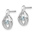 Sterling Silver Rhodium Aquamarine Birthstone Vibrant Earrings