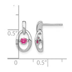 Sterling Silver Rhodium Pink CZ Birthstone Vibrant Earrings