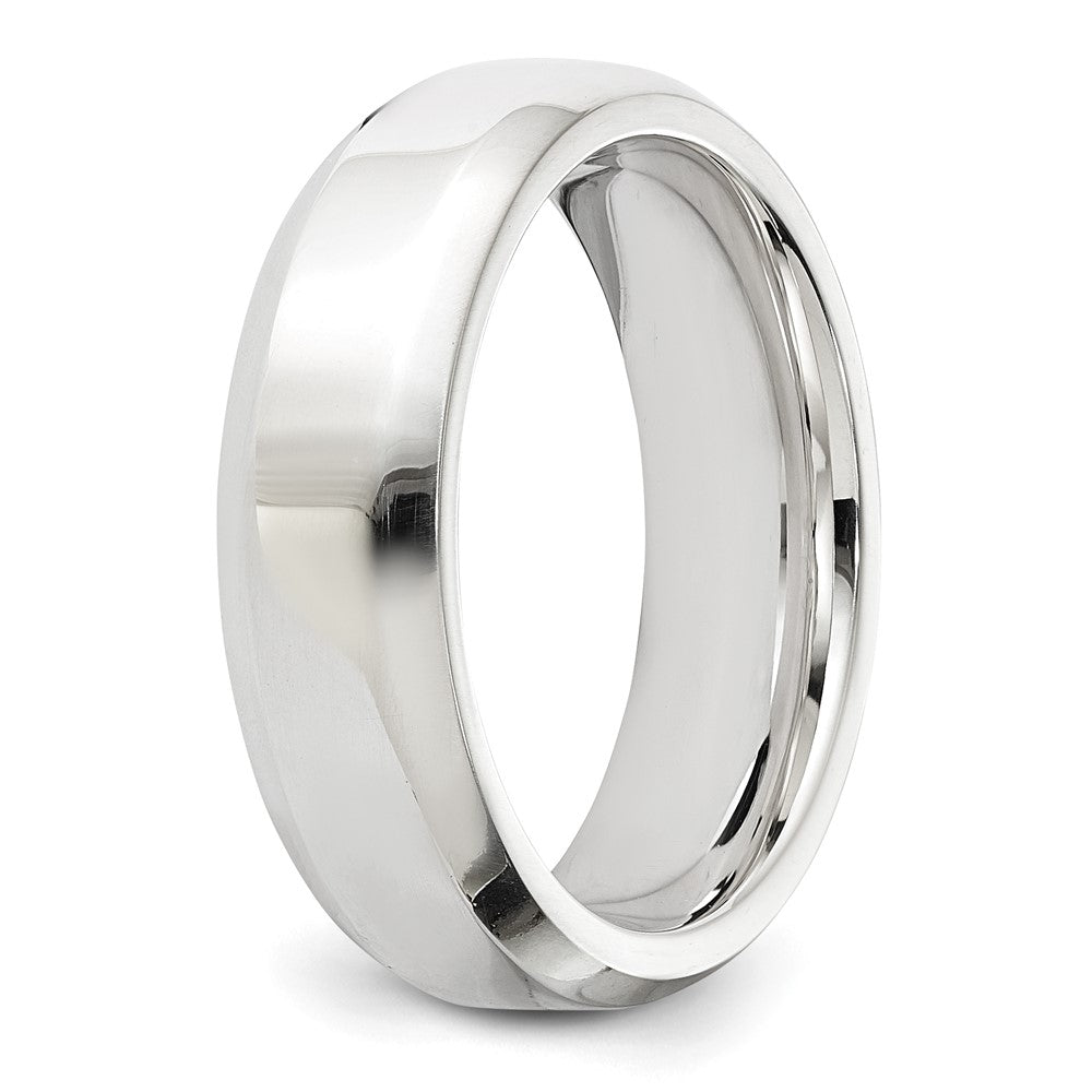 Sterling Silver Rhodium-plated 6mm Bevel Edge Band