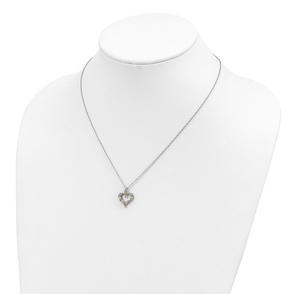 Landstrom's Mt. Rushmore Black Hills Sterling Silver 12K Gold Accents Open Heart 18 inch Spring Ring Clasp Necklace
