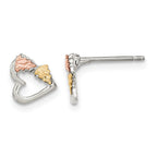 Landstrom's Mt. Rushmore Black Hills Sterling Silver 12K Gold Accents Heart Post Stud Earrings