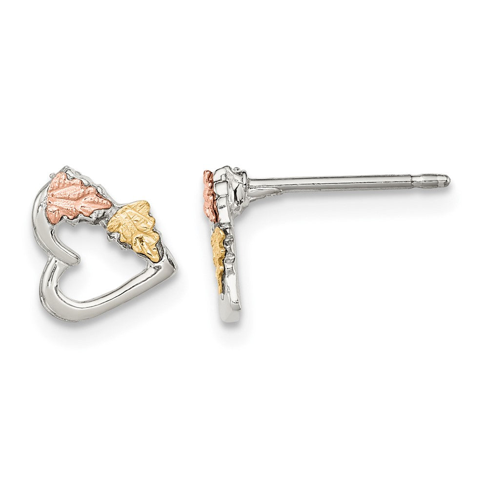Landstrom's Mt. Rushmore Black Hills Sterling Silver 12K Gold Accents Heart Post Stud Earrings