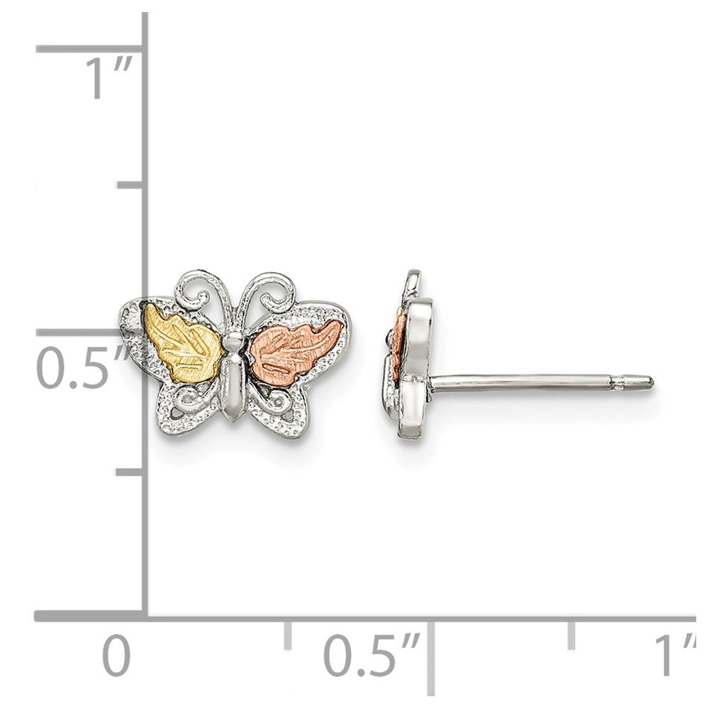 Landstrom's Mt. Rushmore Black Hills Sterling Silver 12K Gold Accents Butterfly Post Stud Earrings