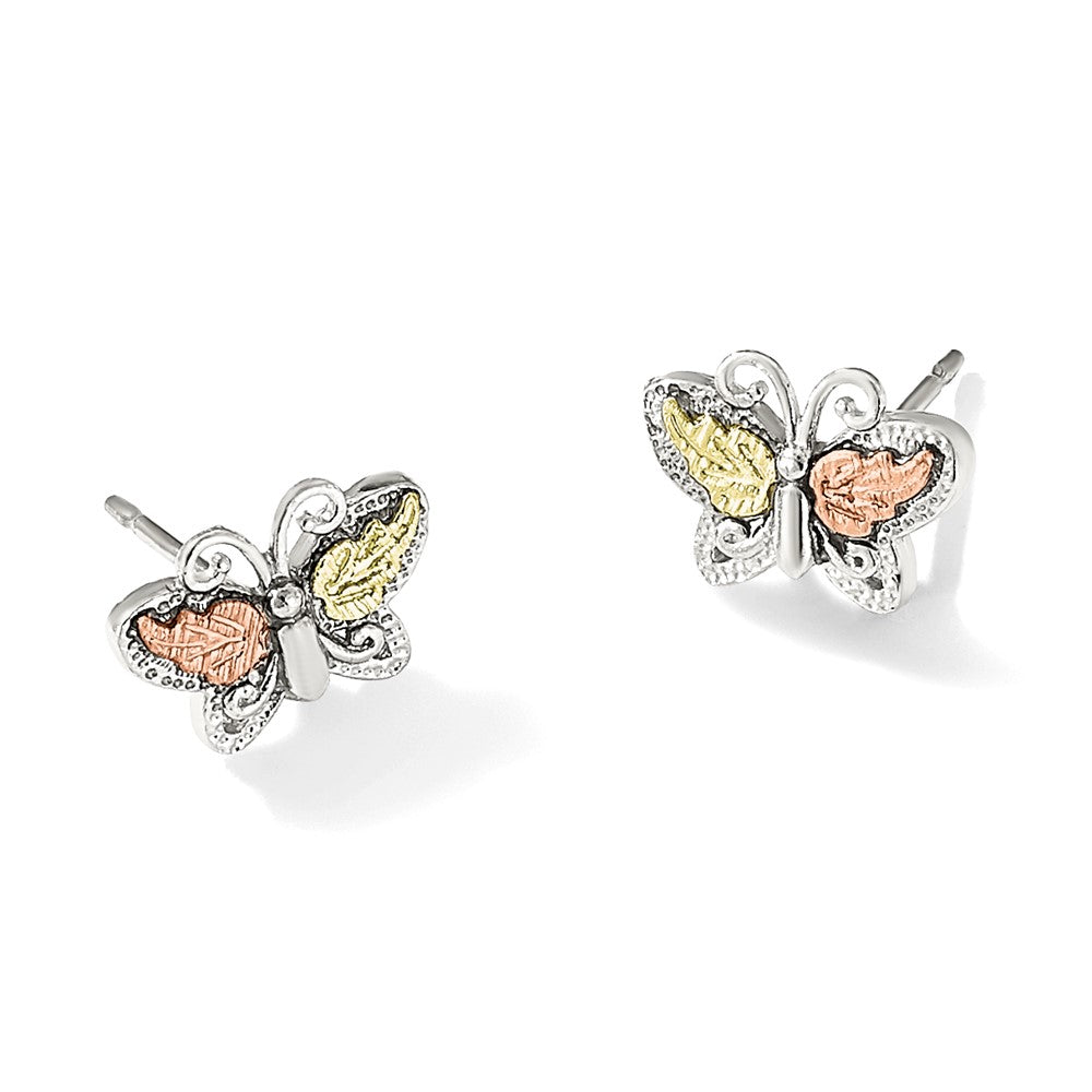 Landstrom's Mt. Rushmore Black Hills Sterling Silver 12K Gold Accents Butterfly Post Stud Earrings