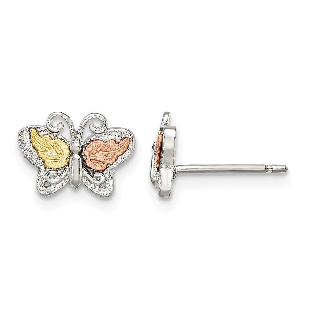 Landstrom's Mt. Rushmore Black Hills Sterling Silver 12K Gold Accents Butterfly Post Stud Earrings
