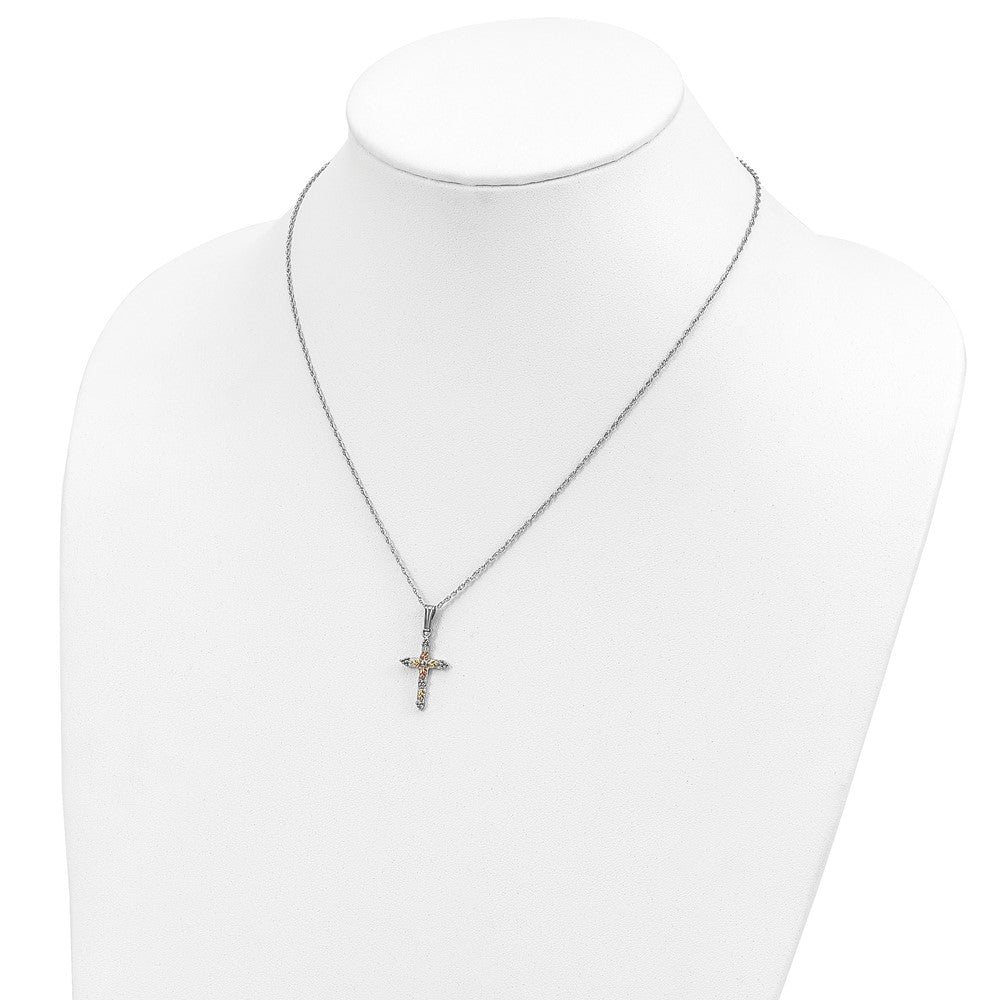 Landstrom's Mt. Rushmore Black Hills Sterling Silver 12K Gold Accents Cross 18 inch Spring Ring Clasp Necklace