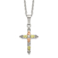 Landstrom's Mt. Rushmore Black Hills Sterling Silver 12K Gold Accents Cross 18 inch Spring Ring Clasp Necklace