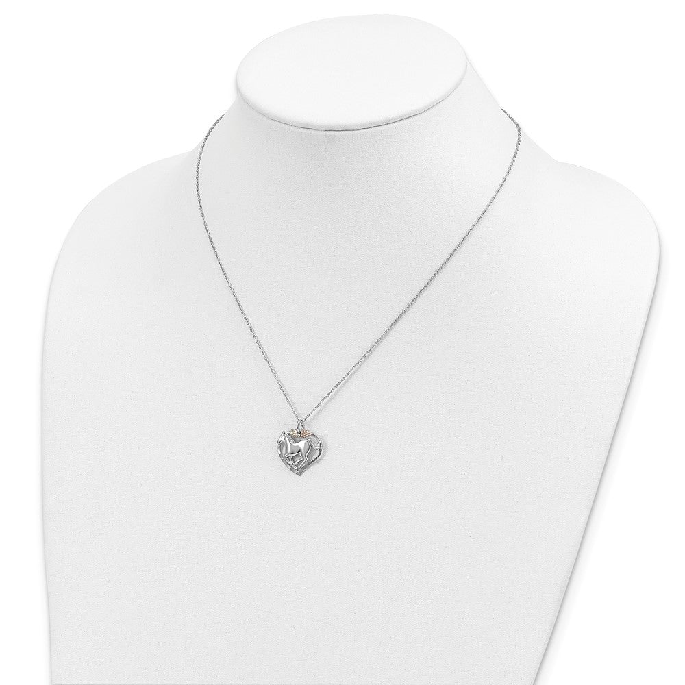 Landstrom's Mt. Rushmore Black Hills Sterling Silver 12K Gold Accents Horse Within Heart 18 inch Spring Ring Clasp Necklace