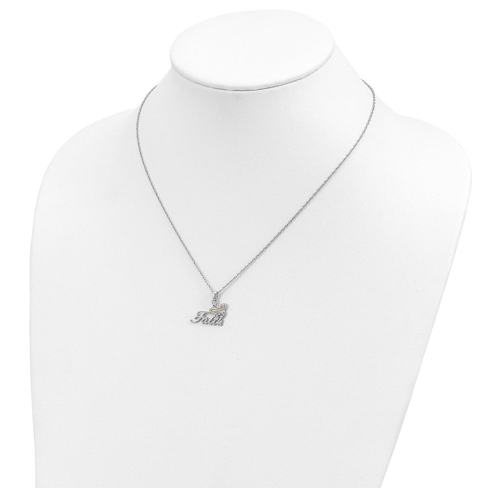 Landstrom's Mt. Rushmore Black Hills Sterling Silver 12K Gold Accents Faith Butterfly 18 inch Spring Ring Clasp Necklace