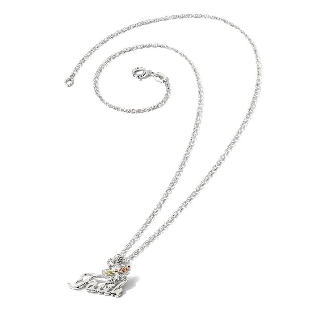 Landstrom's Mt. Rushmore Black Hills Sterling Silver 12K Gold Accents Faith Butterfly 18 inch Spring Ring Clasp Necklace