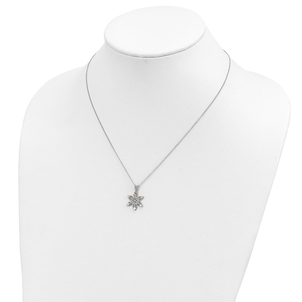 Landstrom's Mt. Rushmore Black Hills Sterling Silver 12K Gold Accents Snowflake 18 inch Spring Ring Clasp Necklace