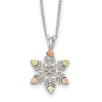 Landstrom's Mt. Rushmore Black Hills Sterling Silver 12K Gold Accents Snowflake 18 inch Spring Ring Clasp Necklace