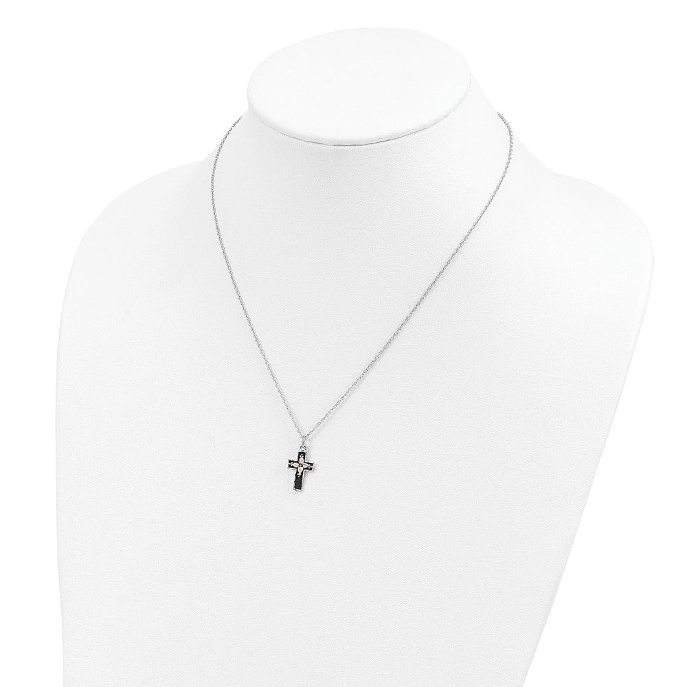 Landstrom's Mt. Rushmore Black Hills Sterling Silver 12K Gold Accents Antiqued Cross 18 inch Spring Ring Clasp Necklace