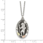 Landstrom's Mt. Rushmore Black Hills Sterling Silver 12K Gold Accents Antiqued St. Christopher Protect Us 18 inch Spring Ring Clasp Necklace