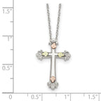 Landstrom's Mt. Rushmore Black Hills Sterling Silver 12K Gold Accents Cross 18 inch Spring Ring Clasp Necklace