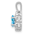Sterling Silver Rhodium-plated Light Swiss Blue Topaz & Diam. Pendant
