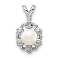 Sterling Silver Rhodium-plated FW Cultured Pearl & Diam. Pendant