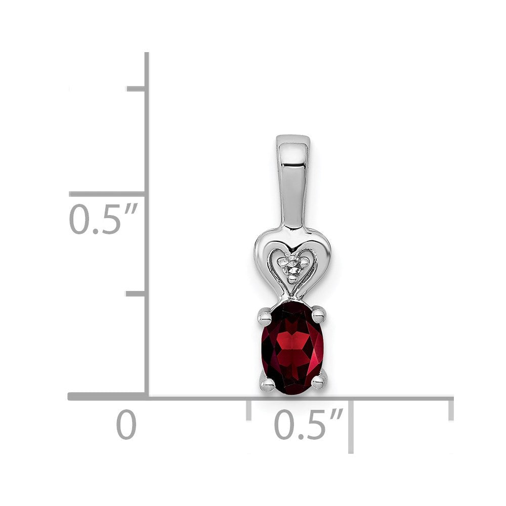 Sterling Silver Rhodium-plated Garnet & Diam. Pendant