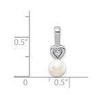 Sterling Silver Rhodium-plated FW Cultured Pearl & Diam. Pendant
